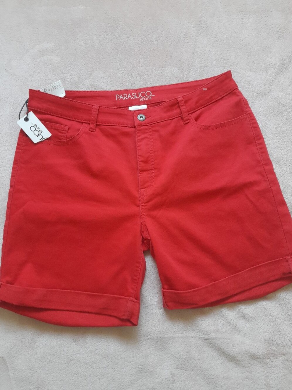 Parasuco Red Cuffed Cotton Bermuda Shorts